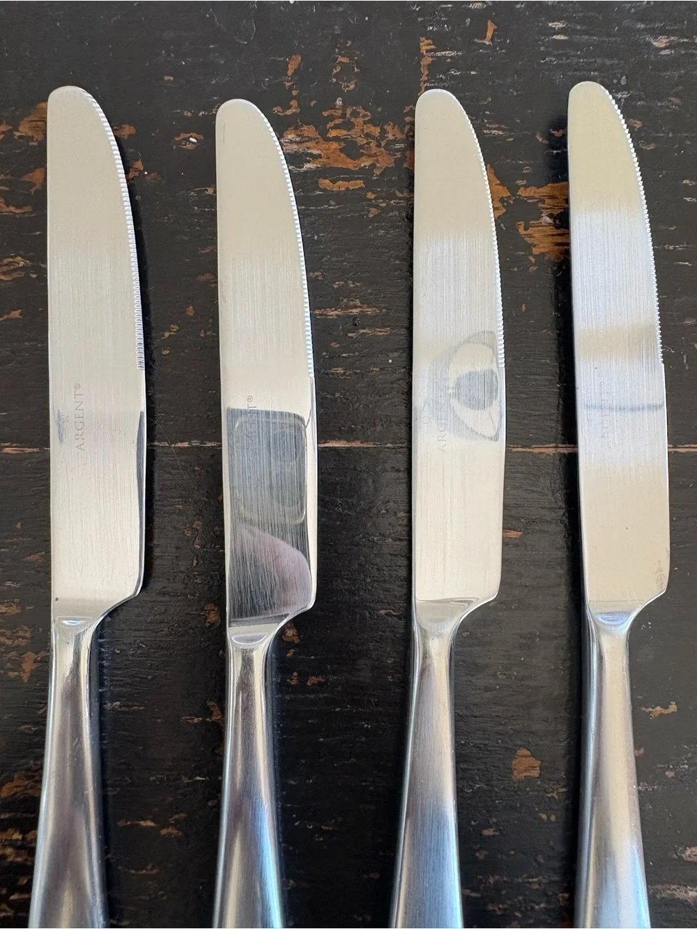 Argent Orfevres Marilyn Satin 18/10 Stainless Flatware 9” Dinner Knives Set of 4